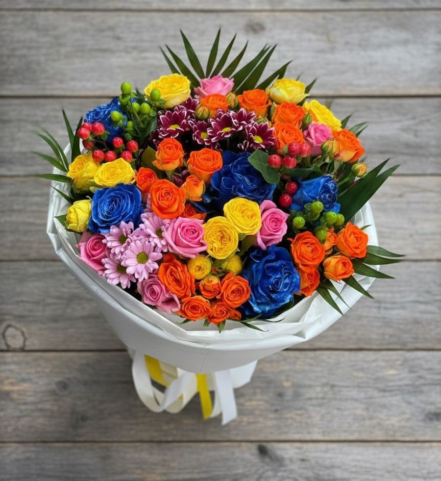 Букет цветов из: Розы и Хризантемы в Новозолотовской