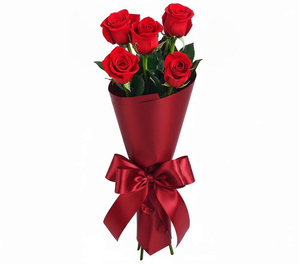 Букет 5 Красных роз Эдлесс Лав в Новозолотовской