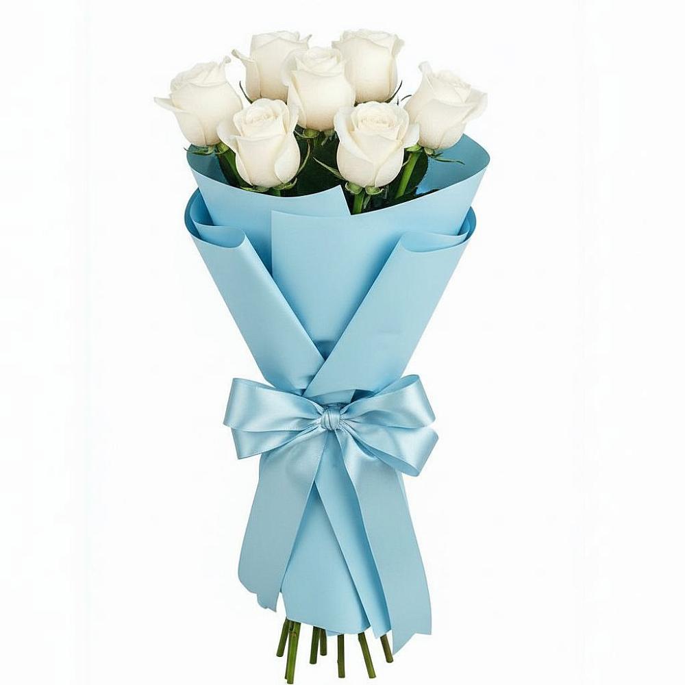 Букет 7 белых роз Проуд в Новозолотовской