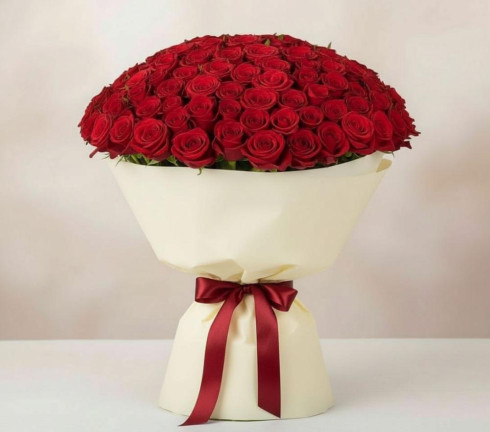 Букет 101 Красная роза Милано в Новозолотовской