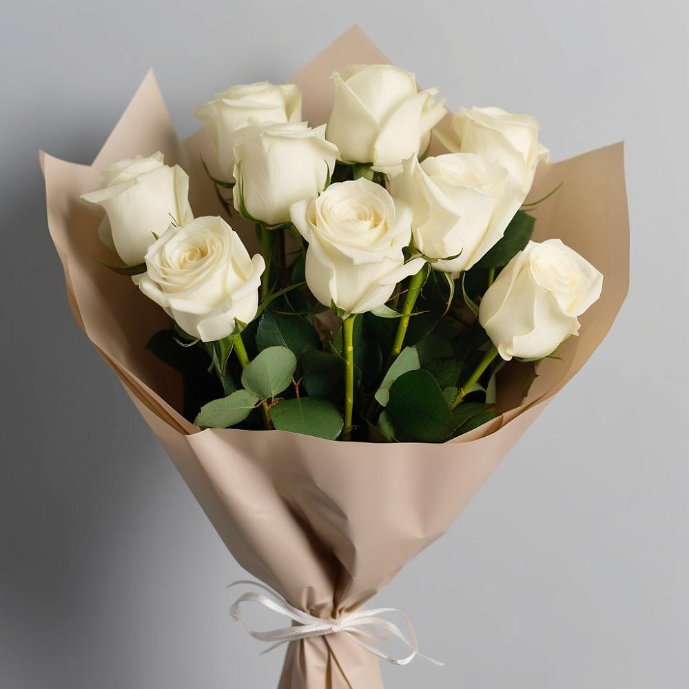 Букет 9 Белых роз Эдлесс Лав в Новозолотовской