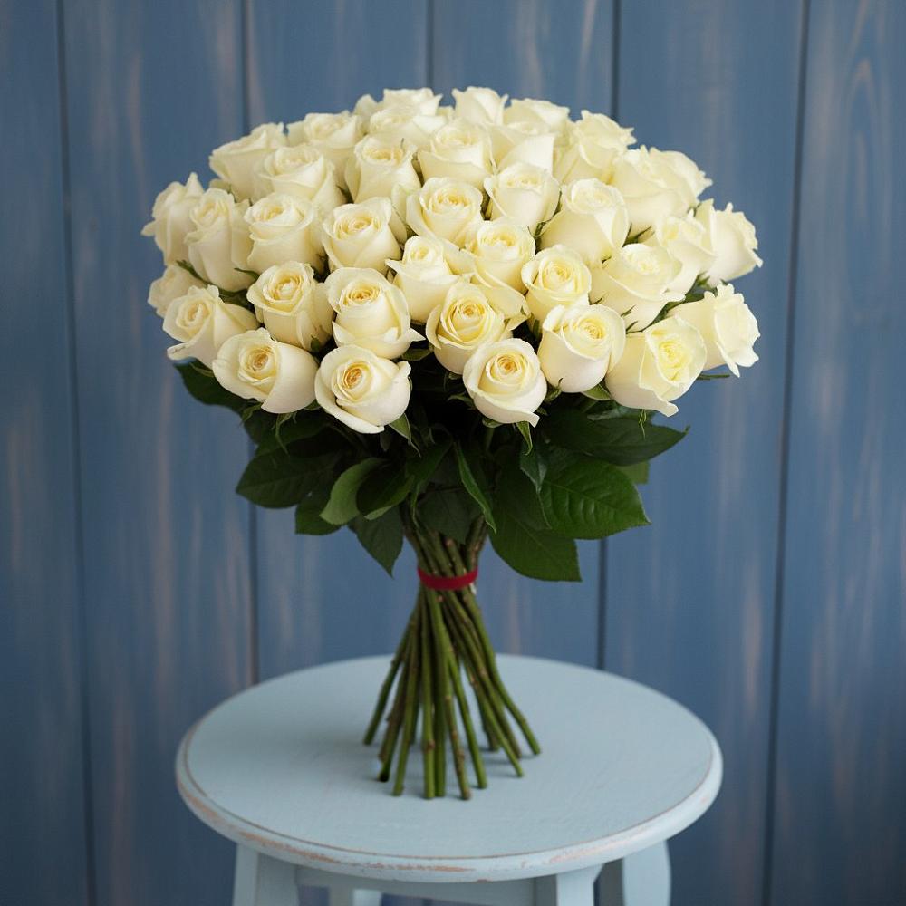 Букет 51 Белая роза Эдлесс Лав в Новозолотовской