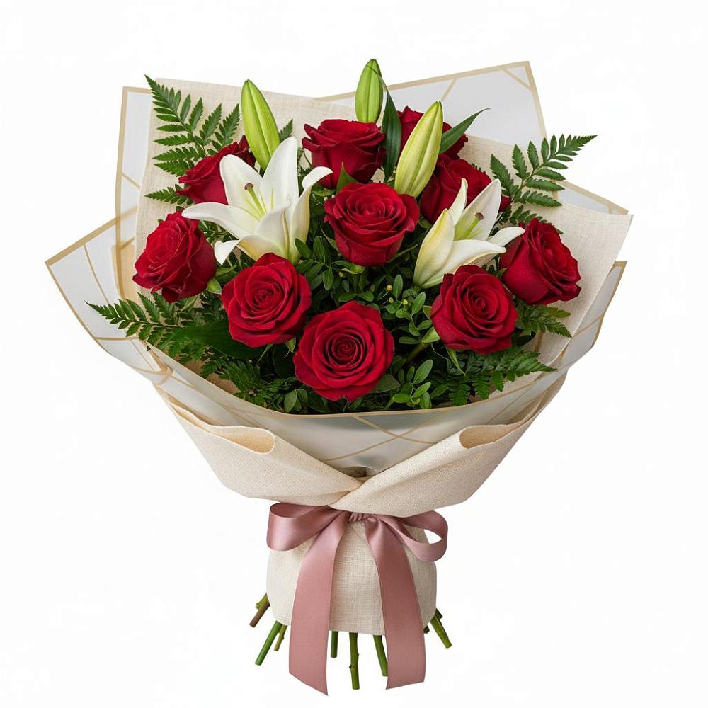 Букет цветов из: Лилии и Розы в Новозолотовской