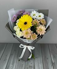 Букет цветов из:  Розы, Герберы и Хризантемы в Новозолотовской