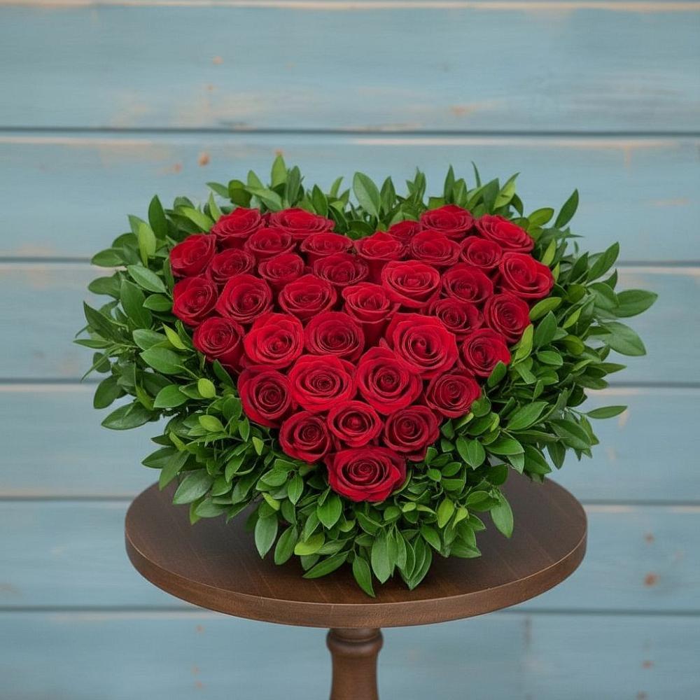 Цветочная композиция из Розы в виде сердца в Новозолотовской