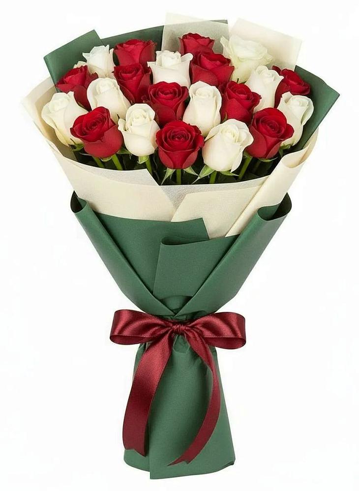 Букет Микс из красных и белых роз в Новозолотовской