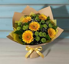 Букет цветов из:  Герберы и Хризантемы в Новозолотовской