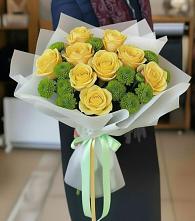 Букет цветов из:  Хризантемы и Розы в Новозолотовской