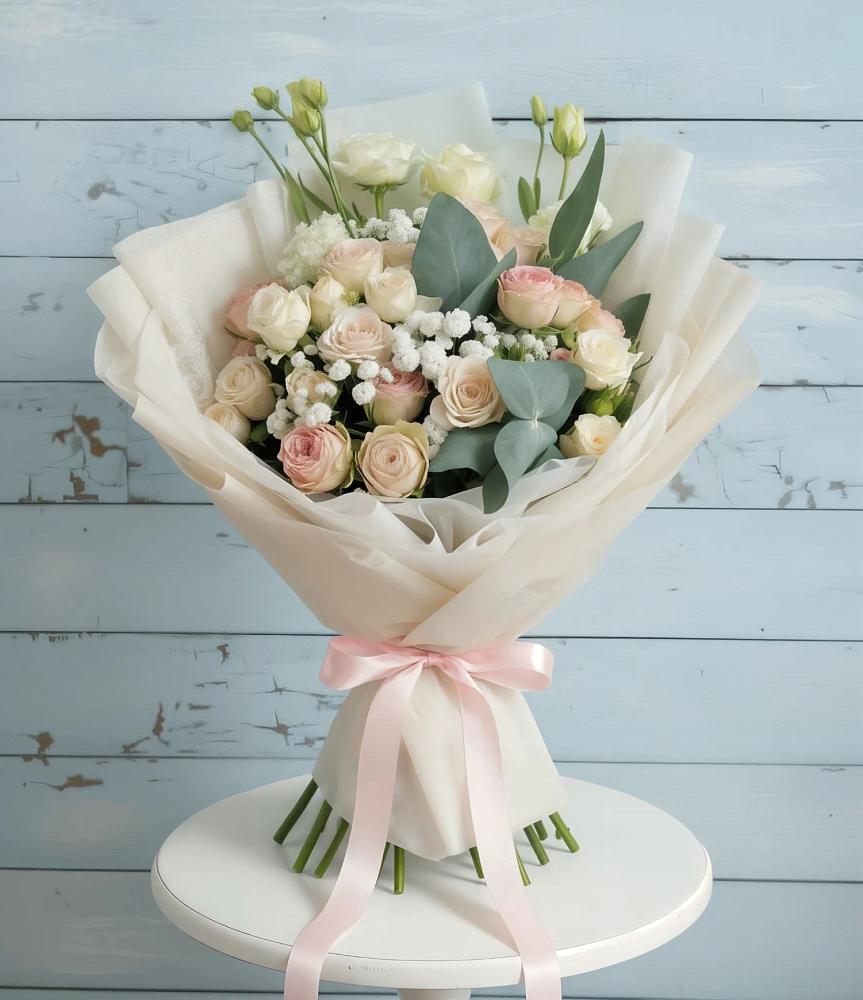 Букет цветов из: Розы и Лизиантусы в Новозолотовской