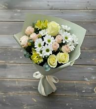 Букет цветов из:  Альстромерии, Розы и Хризантемы #REPLACE_PRED# Новозолотовской